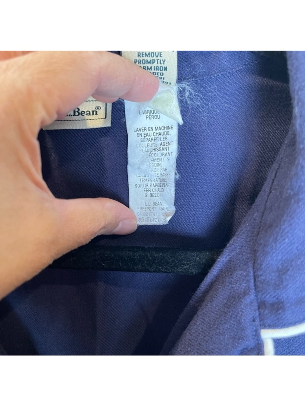L.L. Bean Solid Flannel Pajama PJ Set Size XLP Navy Petite Warm Cozy Loungewear - Picture 4 of 12